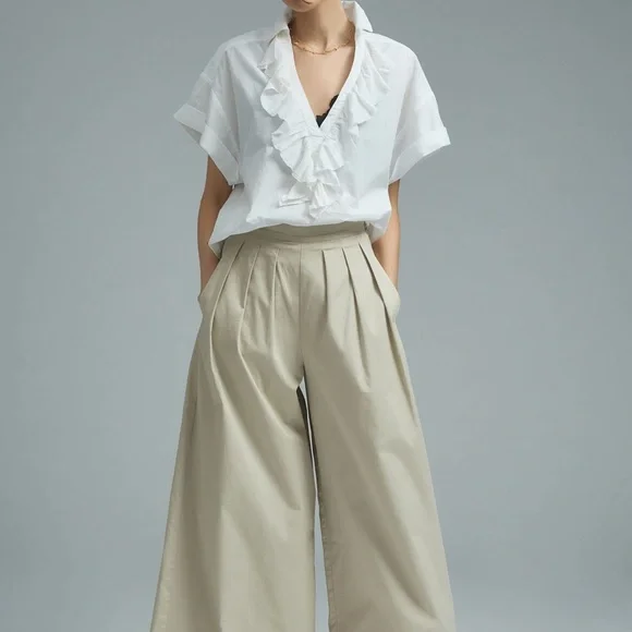 Anthropologie Pilcro Short-Sleeved Ruffle Blouse - Picture 2 of 8